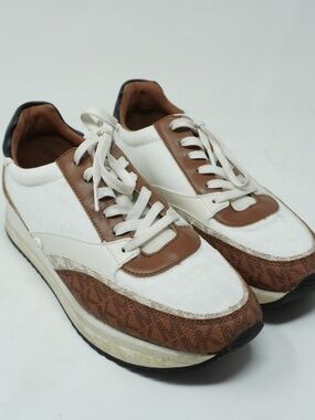 Michael Kors Mariah Tan & White Trainers, Size 8.5